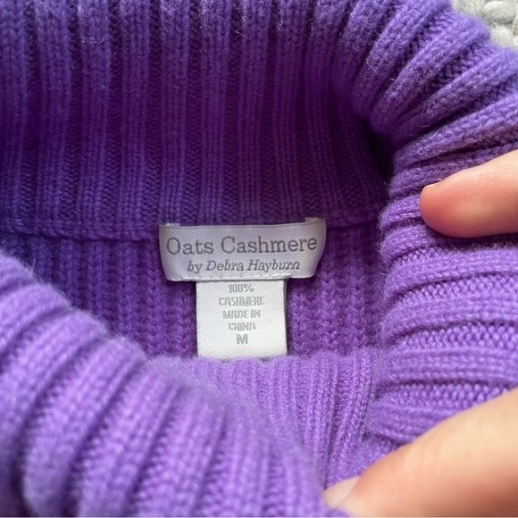 Oats Cashmere Purple Knit Turtleneck Short Sleeve Sweater Medium - Picture 5 of 5
